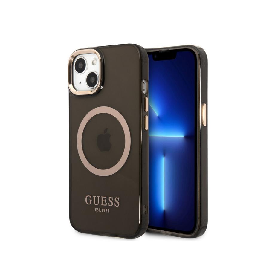 GUESS  Cover MagSafe iPhone 14 TPU Gold Outline 