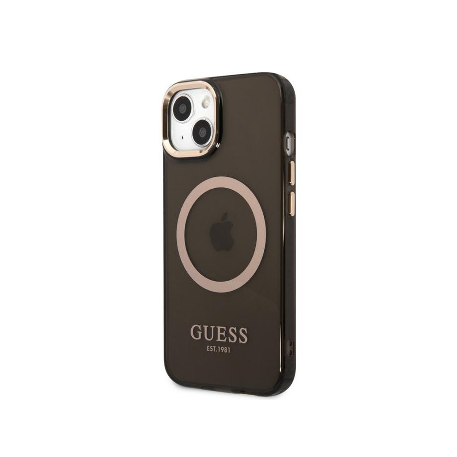 GUESS  Cover MagSafe iPhone 14 TPU Gold Outline 