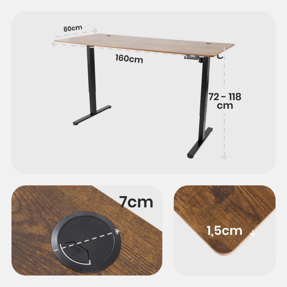 Arebos Bureau électrique réglable en hauteur avec fonction mémoire  