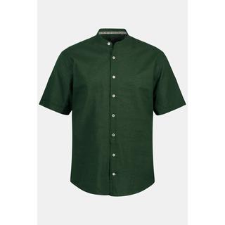 JP1880  Camicia con lino, mezze maniche, colletto alla coreana e vestibilità moderna 