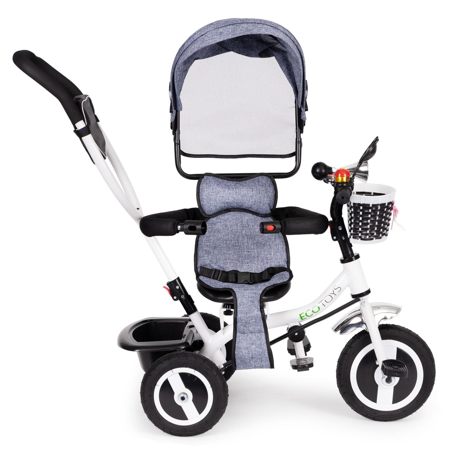 B2X  Tettuccio girevole per triciclo, ruote in gomma resistente grigia 