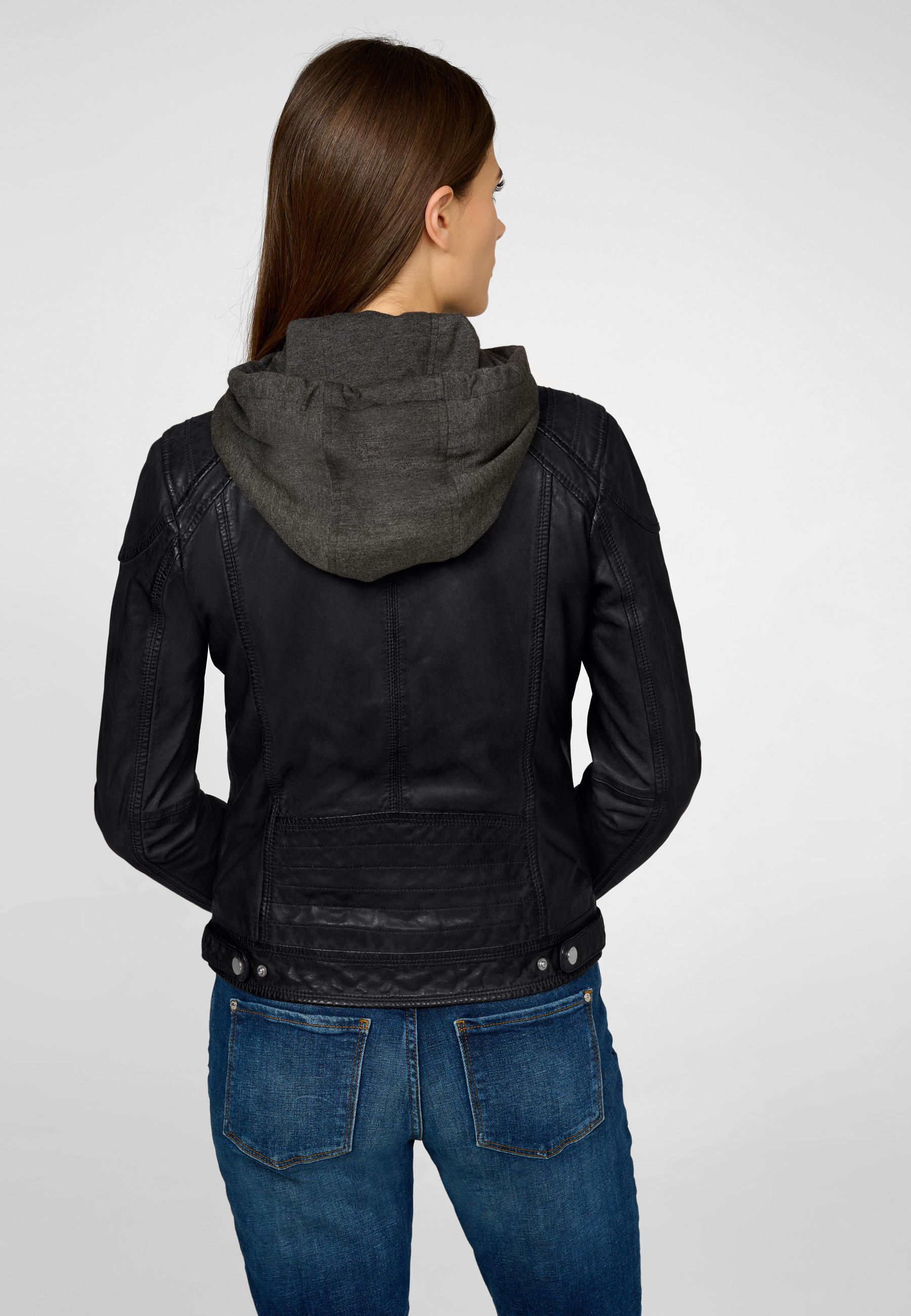 RICANO  Lederjacke Ines, Bikerjacke mit abtrennbarer Kapuze 