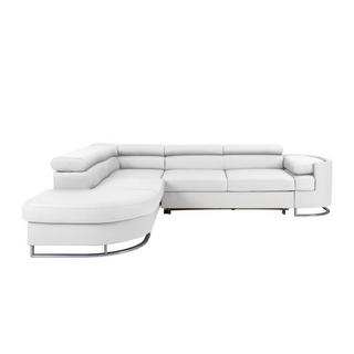 Vente-unique Canapé d'angle gauche convertible en simili blanc MYSEN II  