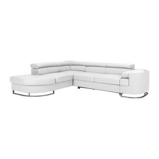 Vente-unique Canapé d'angle gauche convertible en simili blanc MYSEN II  