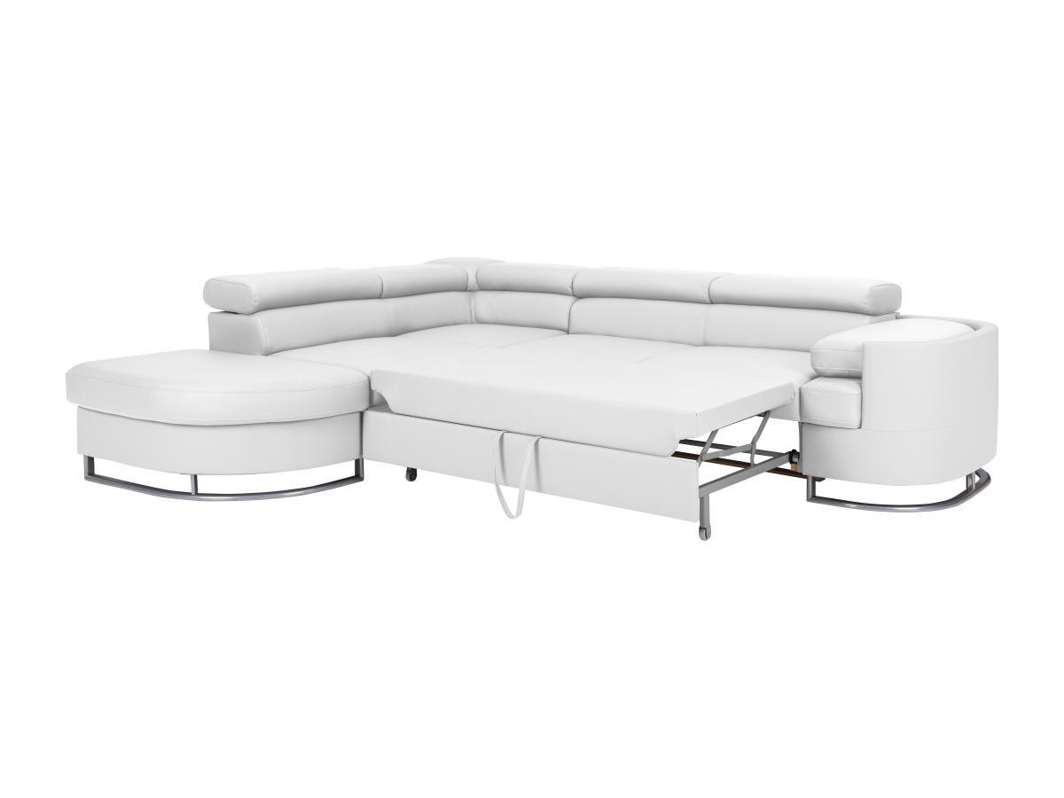 Vente-unique Canapé d'angle gauche convertible en simili blanc MYSEN II  