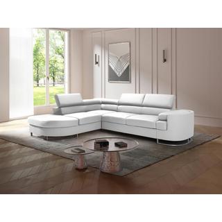 Vente-unique Canapé d'angle gauche convertible en simili blanc MYSEN II  