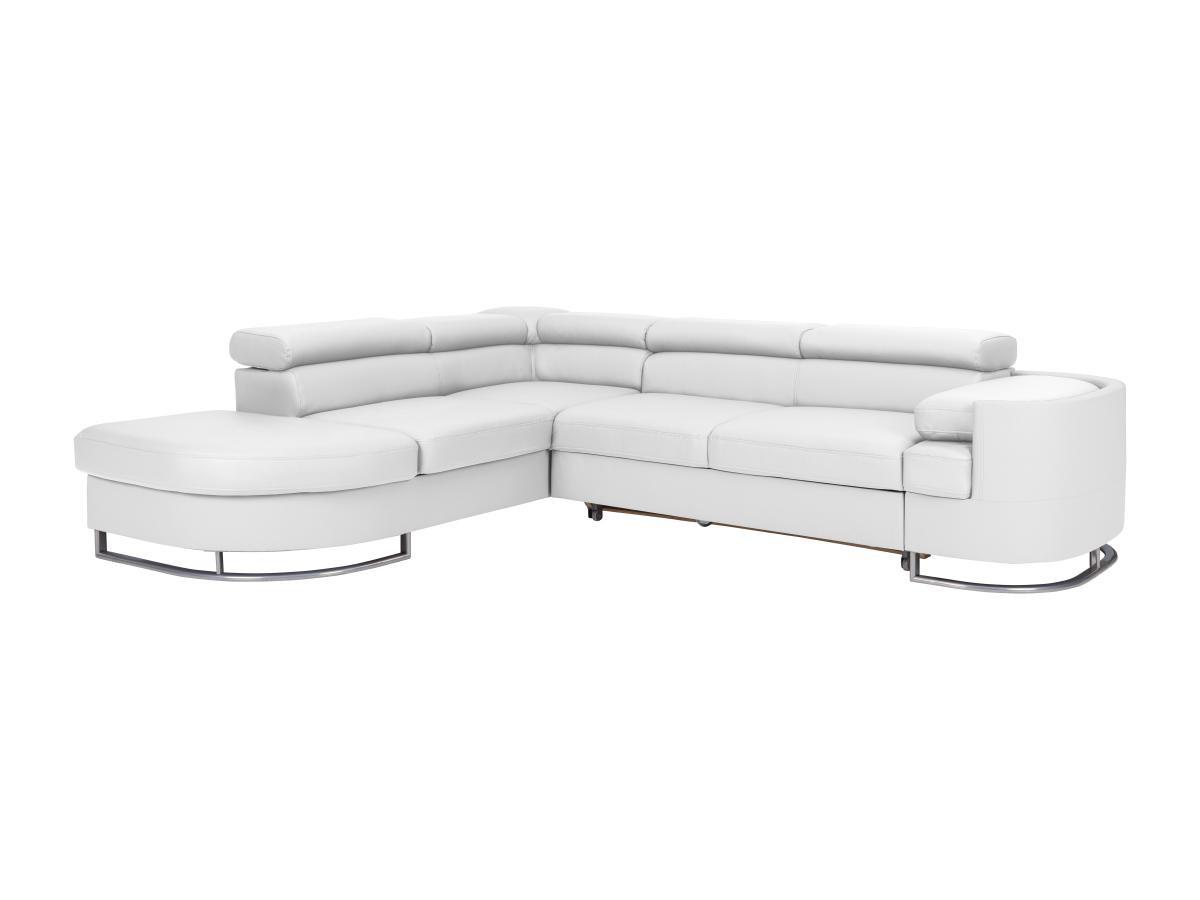 Vente-unique Canapé d'angle gauche convertible en simili blanc MYSEN II  