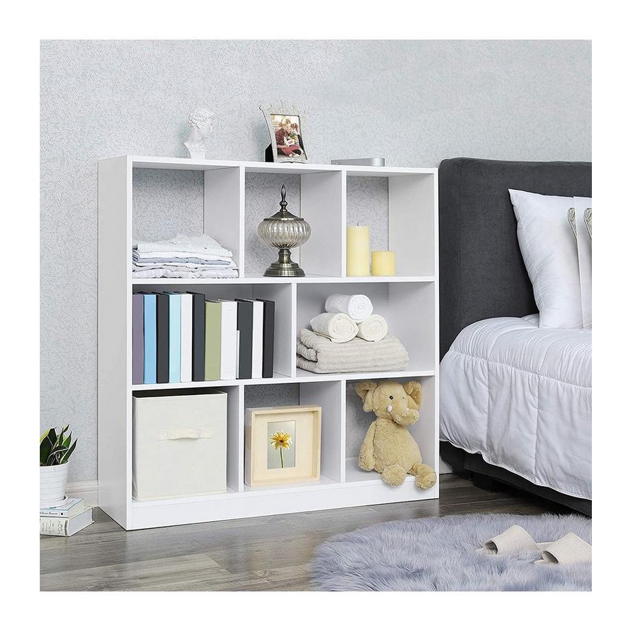 Calicosy Bibliothèque blanche avec 8 cases de rangement ouvertes - L97,5 x H100 cm  