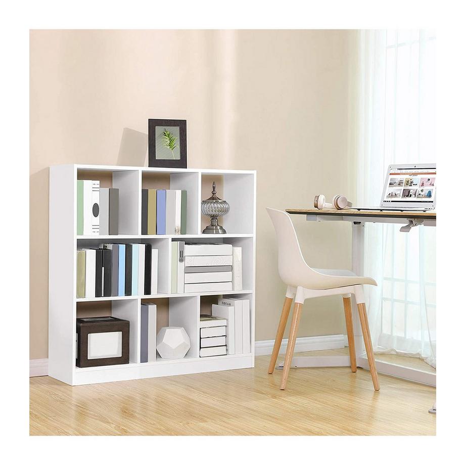 Calicosy Bibliothèque blanche avec 8 cases de rangement ouvertes - L97,5 x H100 cm  