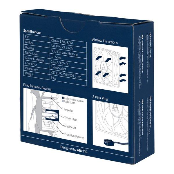 Arctic Cooling  ACFAN00212A sistema di raffreddamento per computer Case per computer Ventilatore 9,2 cm Nero 1 pz 