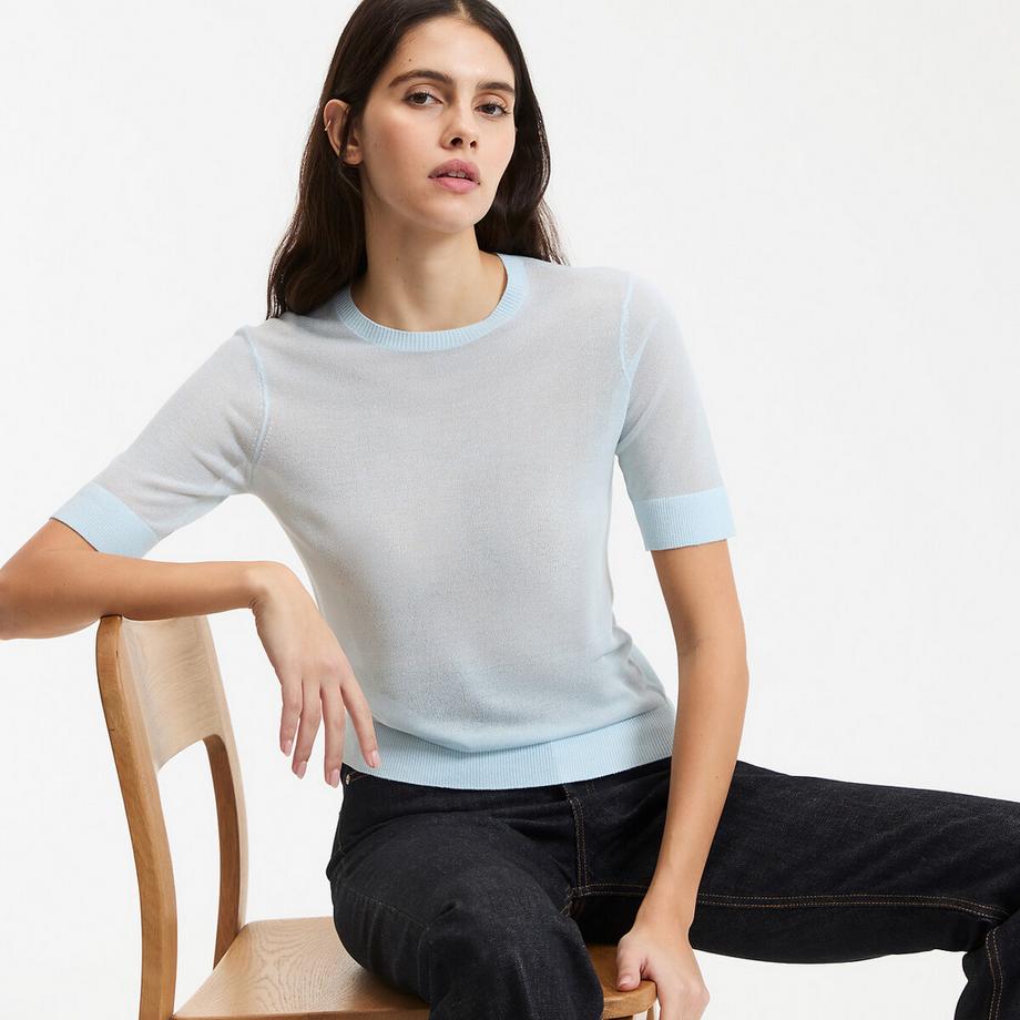 Feinstrickpullover mit rundem Ausschnitt