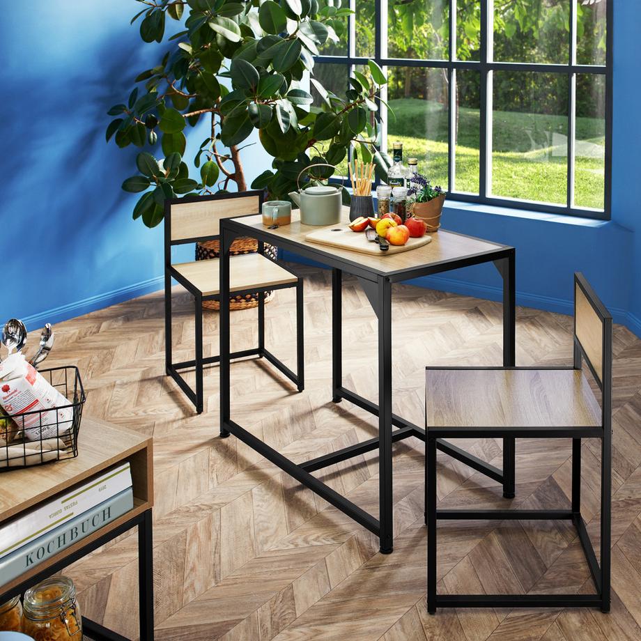 Tectake Ensemble chaises de salle à manger MILTON en bois et acier  
