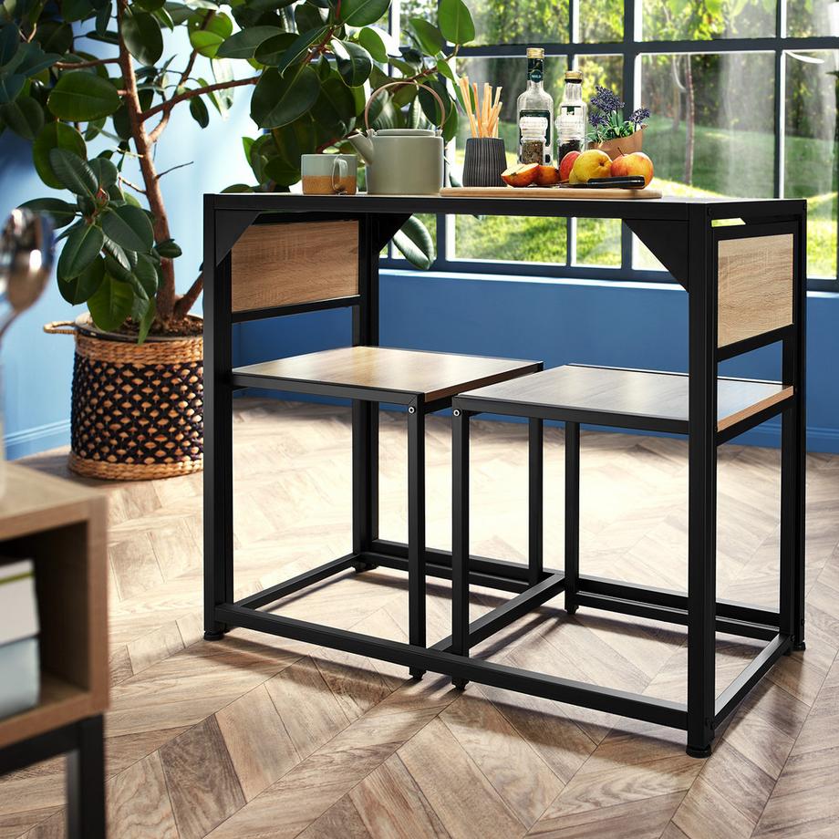 Tectake Ensemble chaises de salle à manger MILTON en bois et acier  