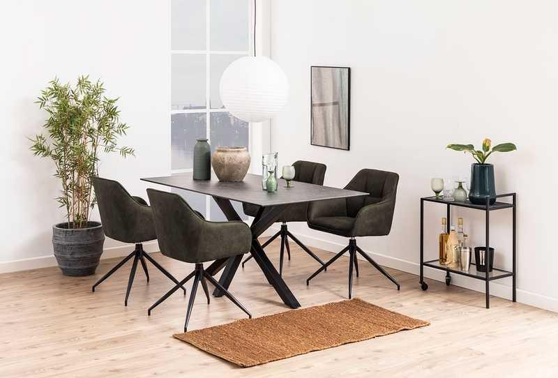 mutoni Chaise de salle à manger avec accoudoirs Breana vert olive  