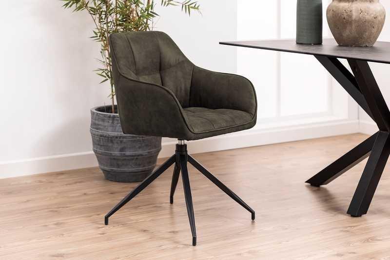 mutoni Chaise de salle à manger avec accoudoirs Breana vert olive  