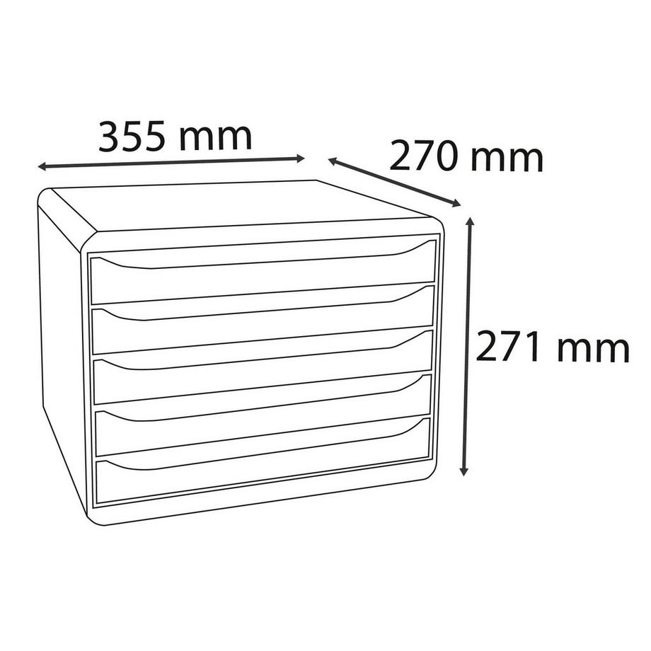 Exacompta Schubladenbox Big Box Plus Horizon, Querformat, 5 offene Schubladen, Black Office  