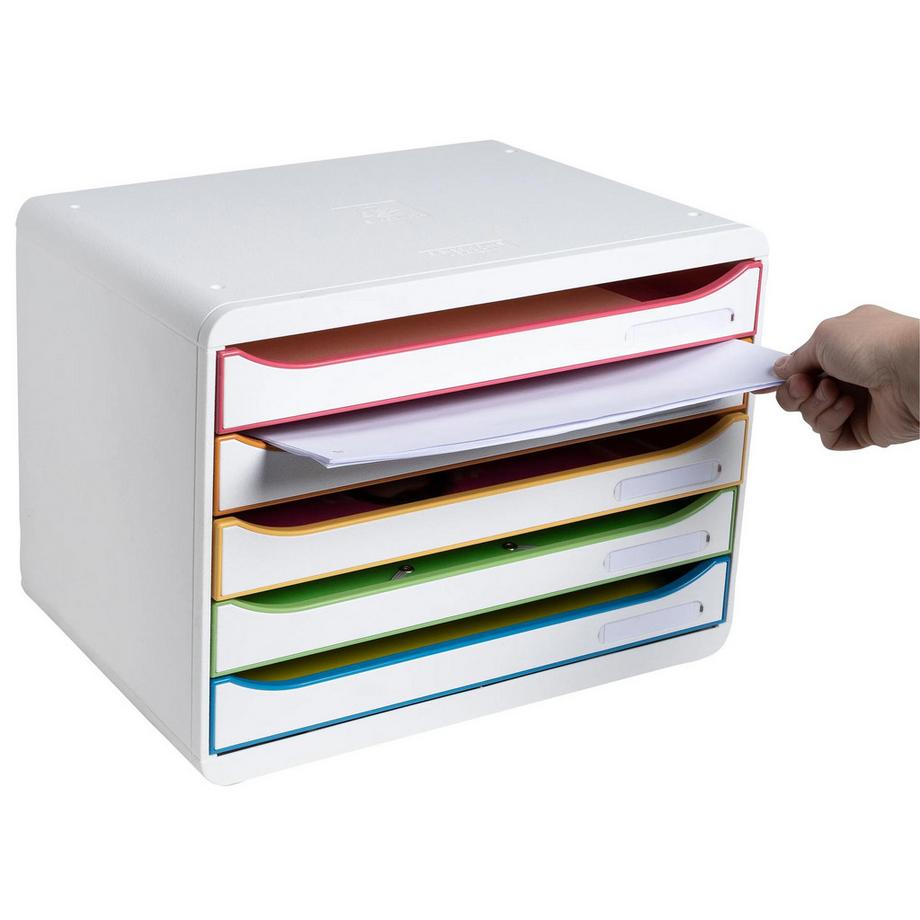 Exacompta Schubladenbox Big Box Plus Horizon, Querformat, 5 offene Schubladen, Black Office  