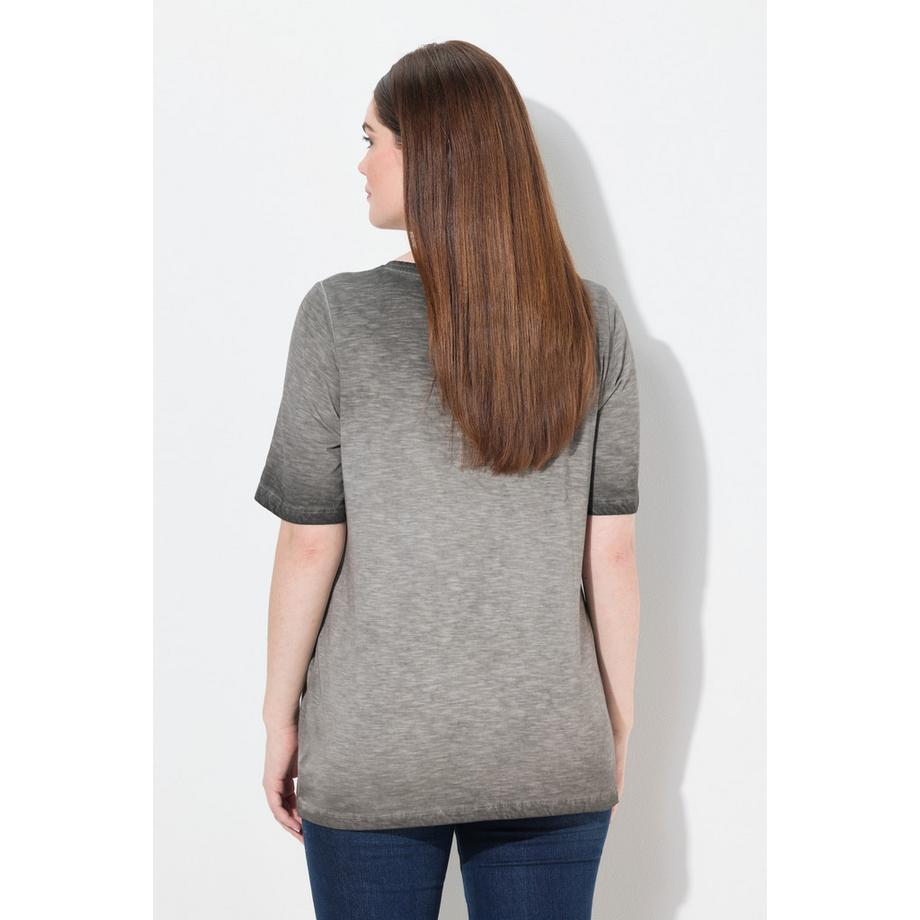 Ulla Popken T-Shirt Classica Scollo a V Mezza Manica Motivo Tradizionale  