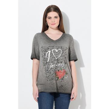 T-shirt classica con design in tradizionale stile Tracht, scollo a V e mezze maniche