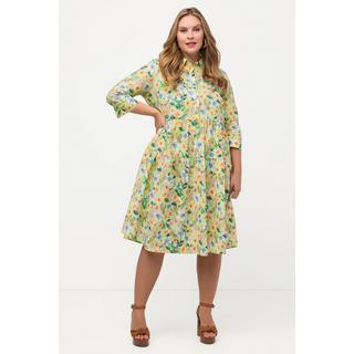 Ulla Popken Abito Chemisier Fiori Linea A Maniche 3/4  