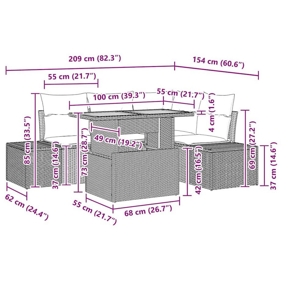 VidaXL Ensemble de canapé de jardin poly rattan  