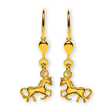 Boucle d'oreille cheval en or jaune 750 brins 26mm