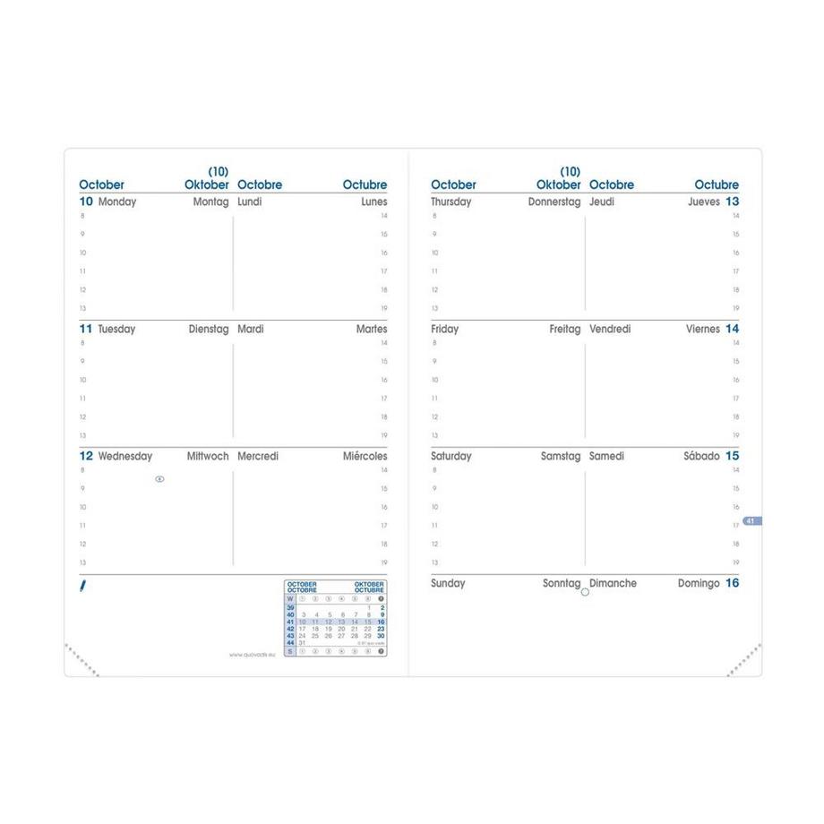 QUO-VADIS Quo Vadis - Terminkalender - 2025 - Sapa X - Die Woche Horizontal - Mehrsprachig - Impala - Rot - Jan/Dez - 10x15 cm - Clairefontaine-Papier Weiß - Hergestellt in Frankreich  