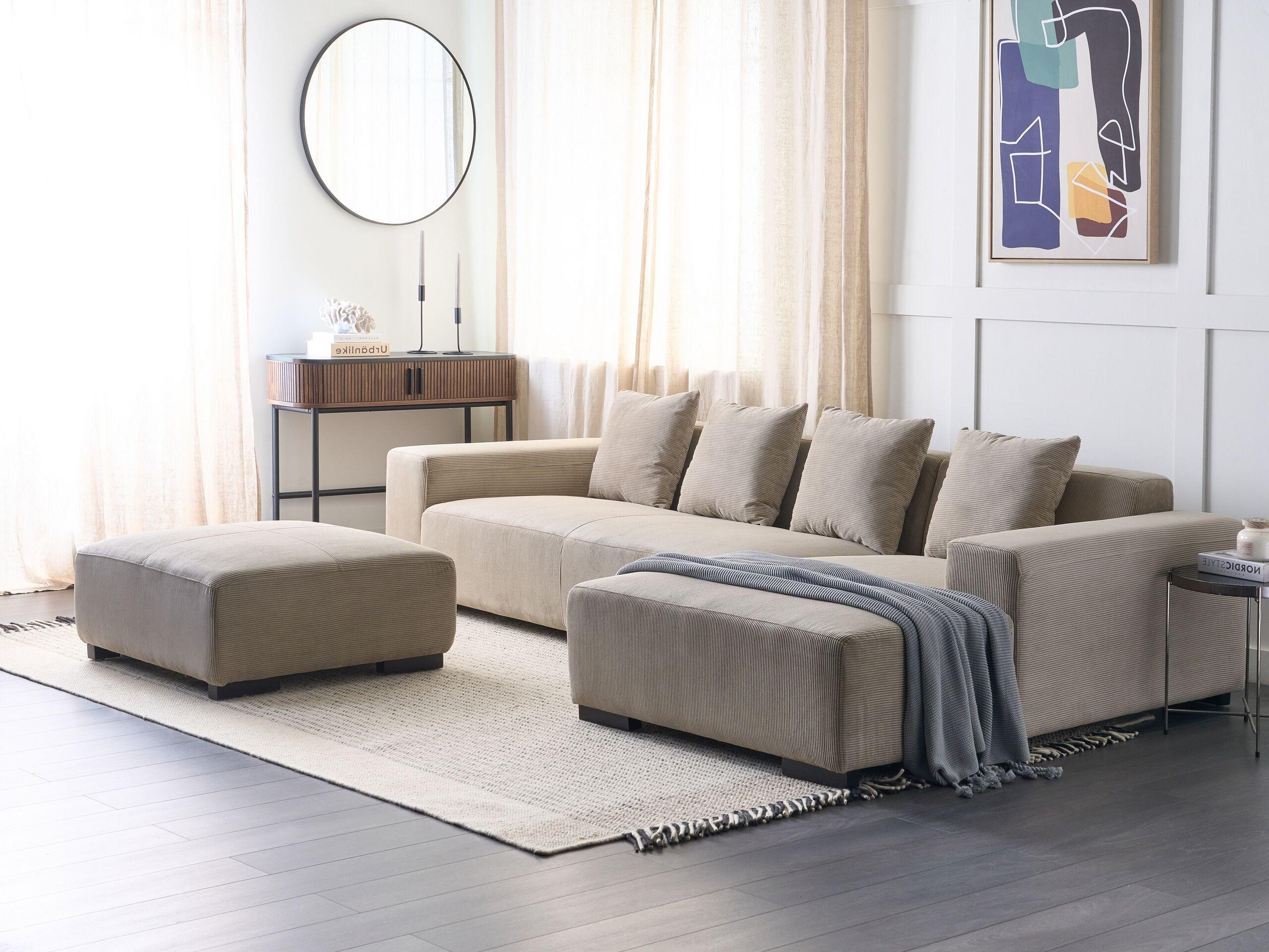 Beliani Ecksofa mit Ottomane aus Cord Modern LUNGO  