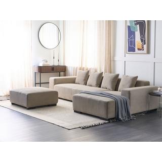 Beliani Ecksofa mit Ottomane aus Cord Modern LUNGO  