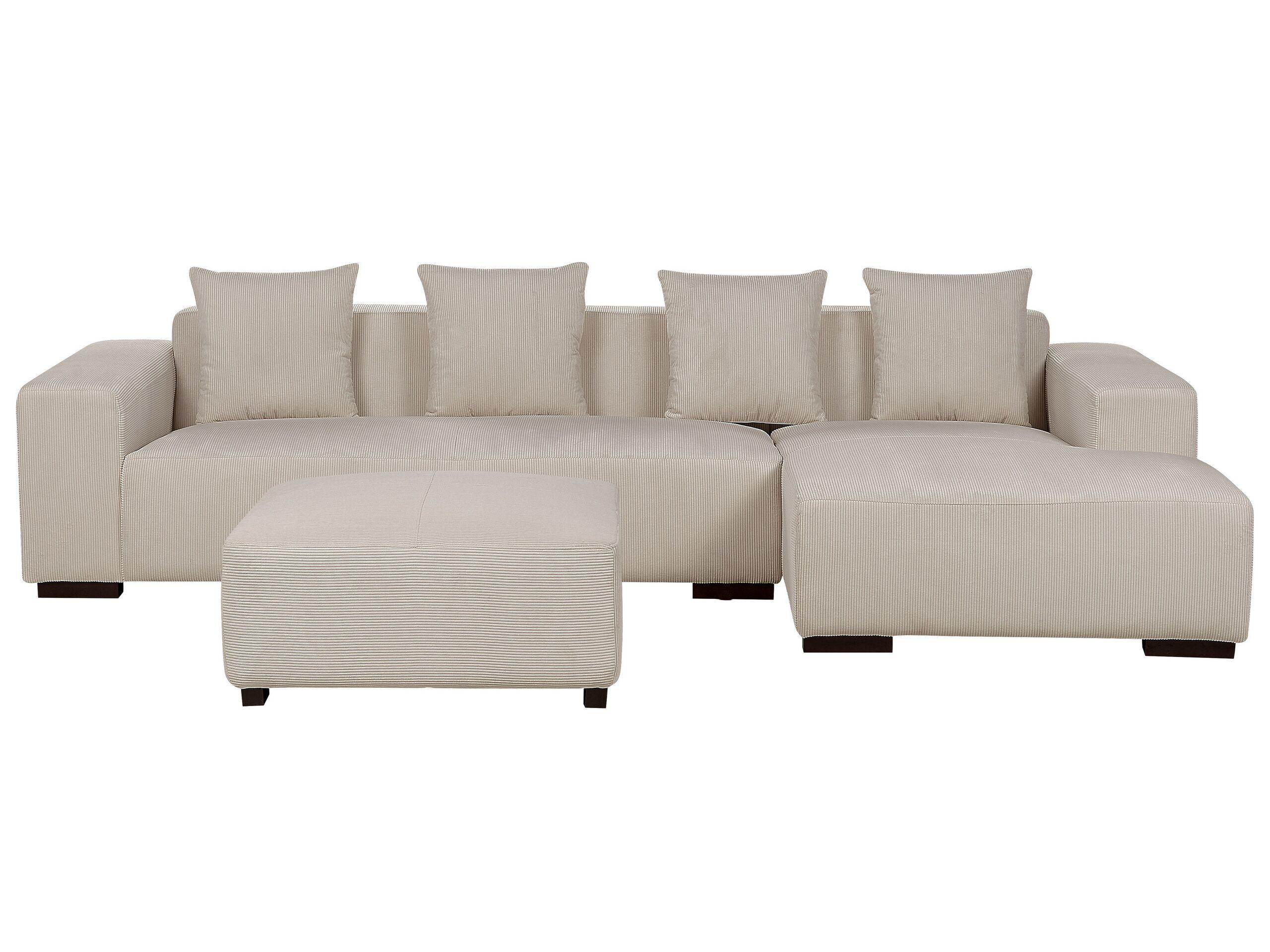 Beliani Ecksofa mit Ottomane aus Cord Modern LUNGO  