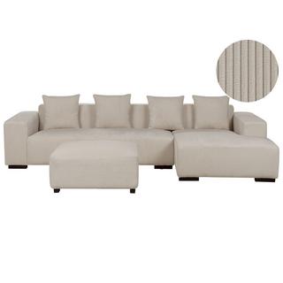 Beliani Ecksofa mit Ottomane aus Cord Modern LUNGO  