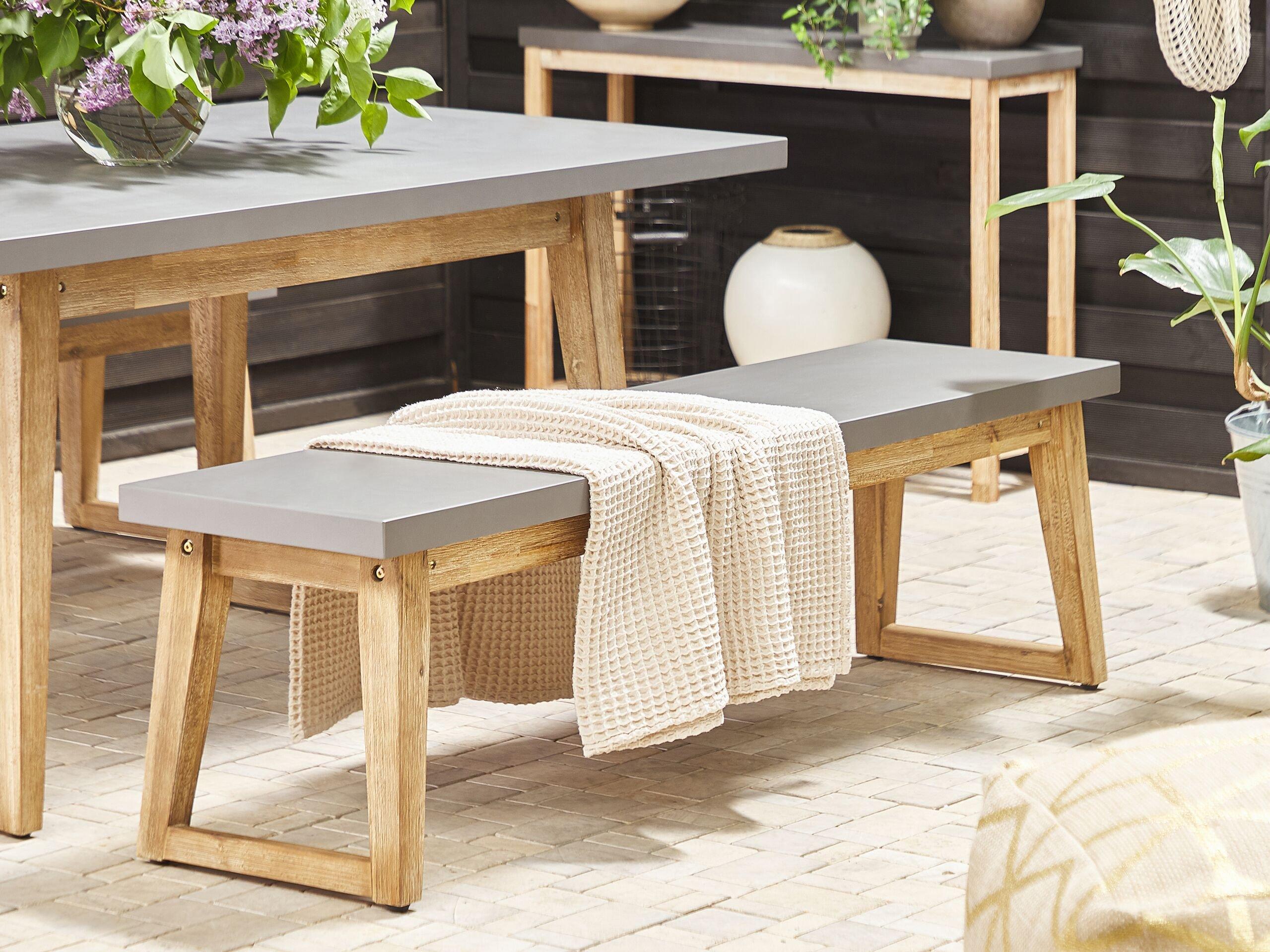 Beliani Banc de jardin en Fibre-ciment Industriel ORIA  