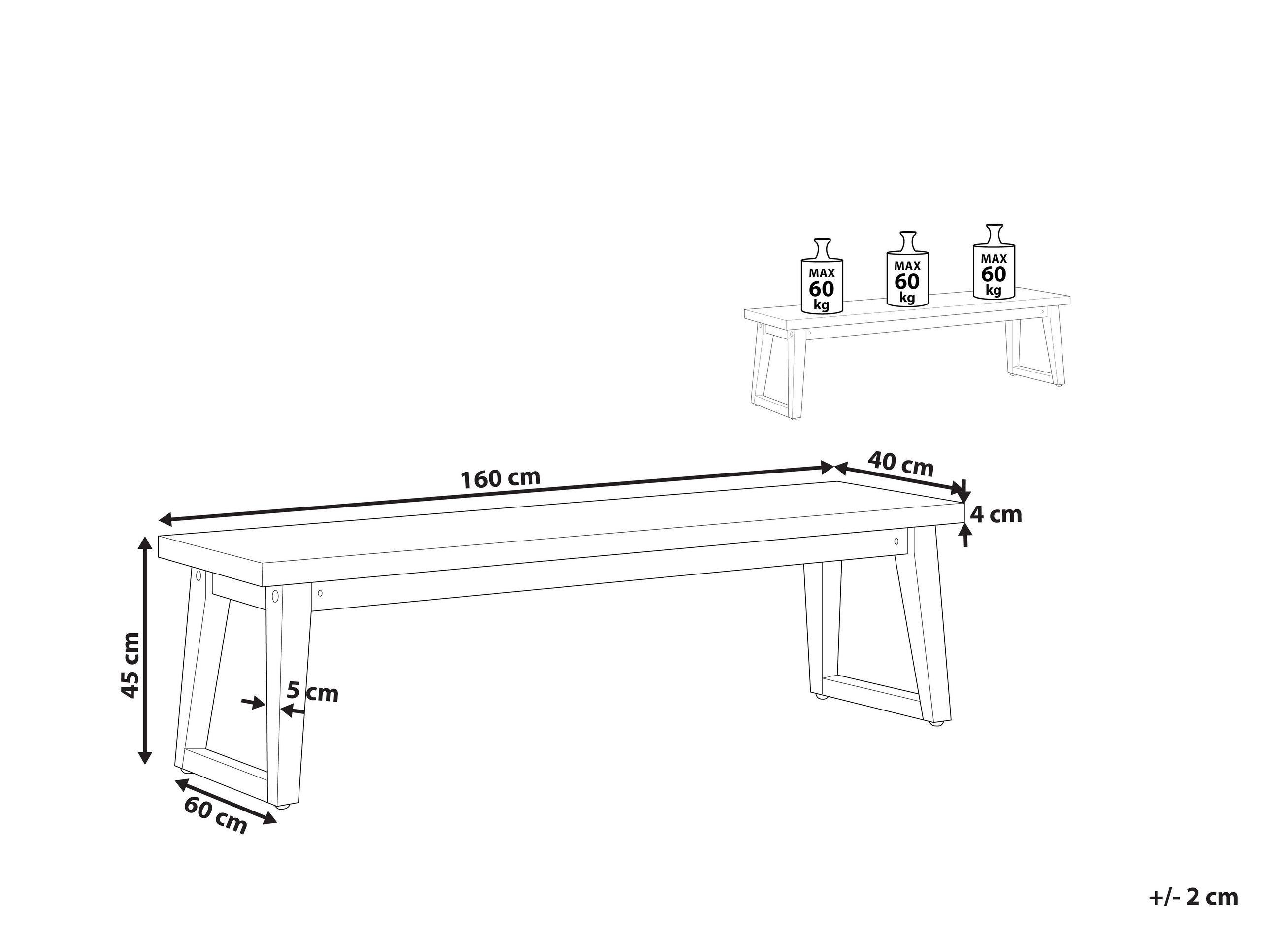 Beliani Banc de jardin en Fibre-ciment Industriel ORIA  