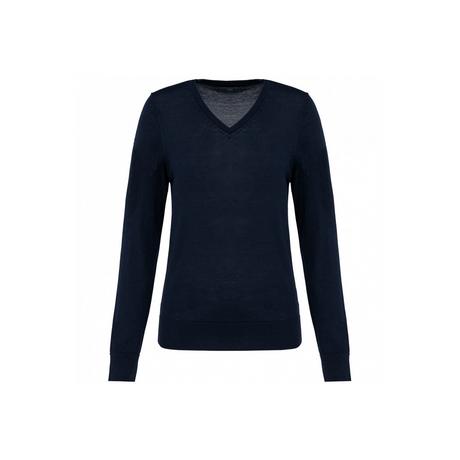 Kariban  merino-pullover mit v-ausschnitt, damen 