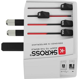 SKROSS  Adaptateur de voyage universel 2 pôles avec 1 x USB et 1 x Port USB C 