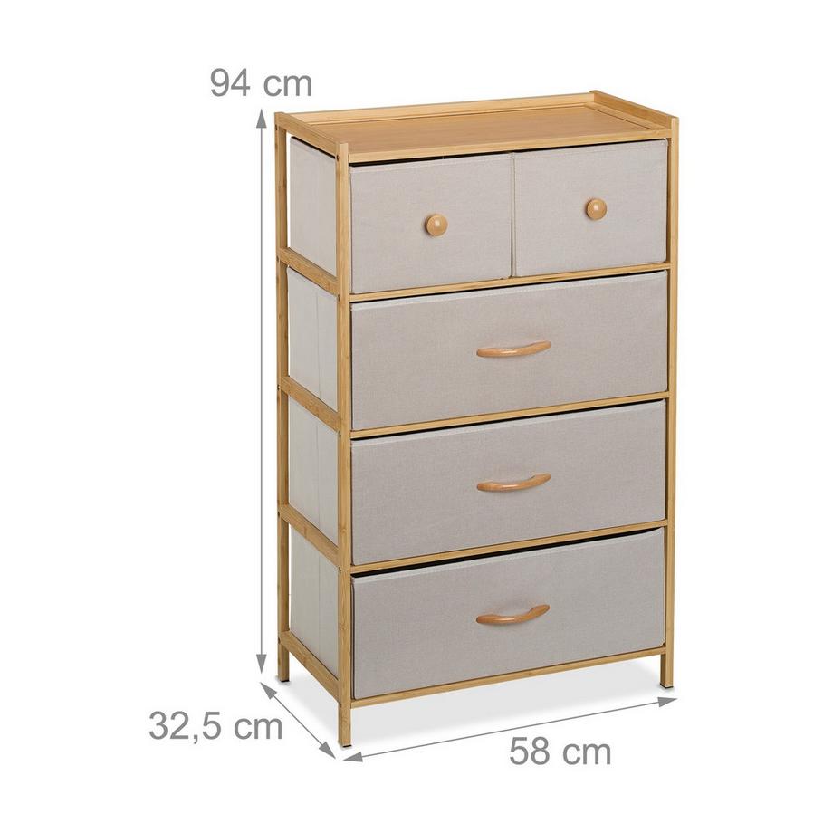 Northix Schubladenelement aus Bambus, 5 Schubladen  