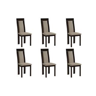 Vente-unique Lot de 6 chaises BELINDA Hêtre tissu  Noyer  