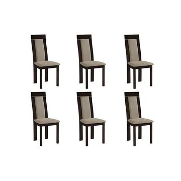 Lot de 6 chaises BELINDA Hêtre tissu  Noyer