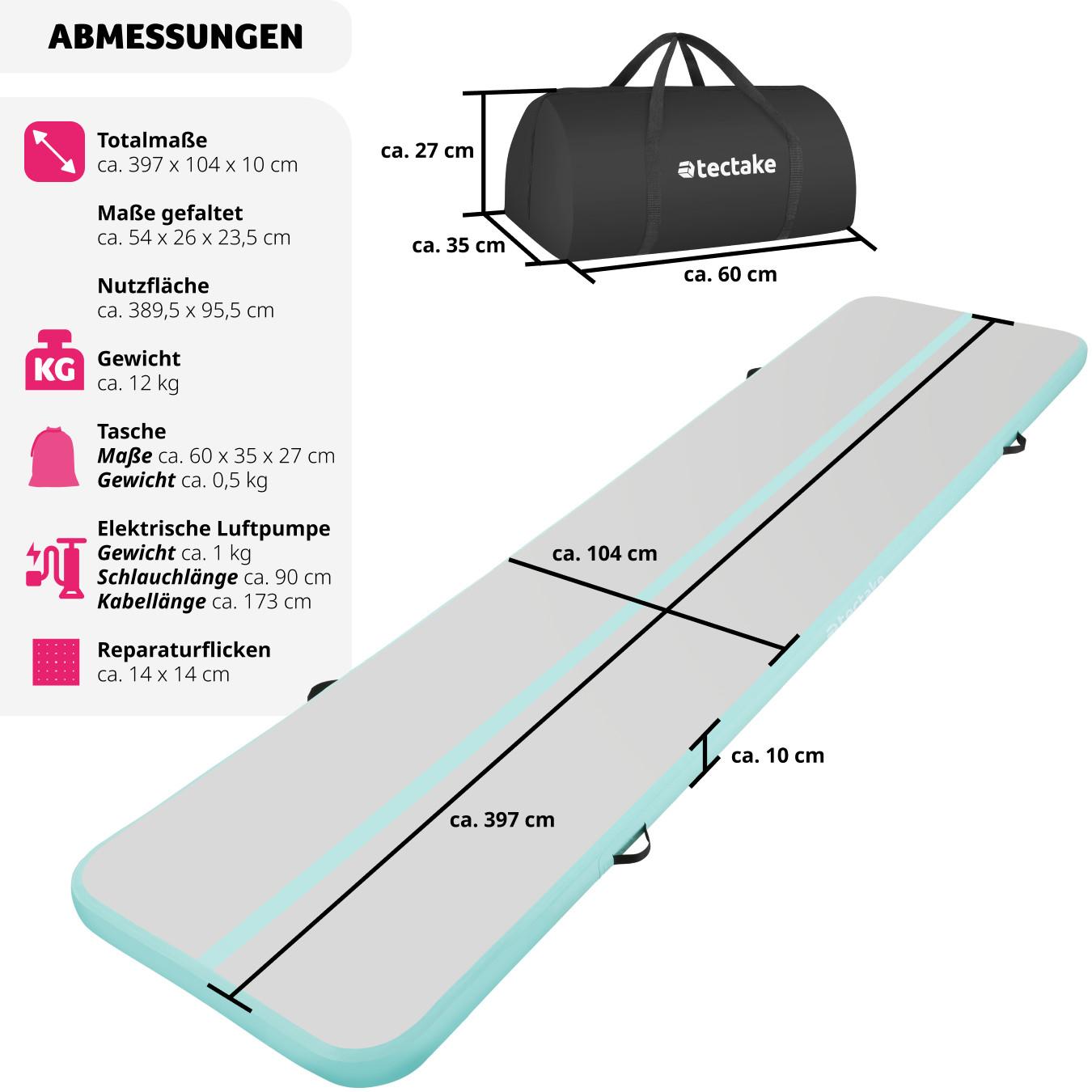 Tectake  Aufblasbare Trainingsmatte AirFlexy mit elektr. Luftpumpe 