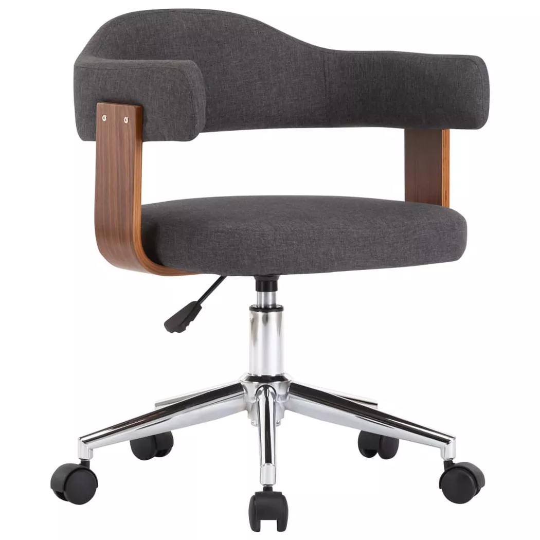 Chaise pivotante de bureau Gris Bois courbé et tissu