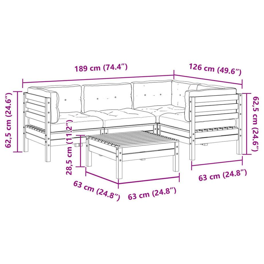 VidaXL Salon de jardin bois  