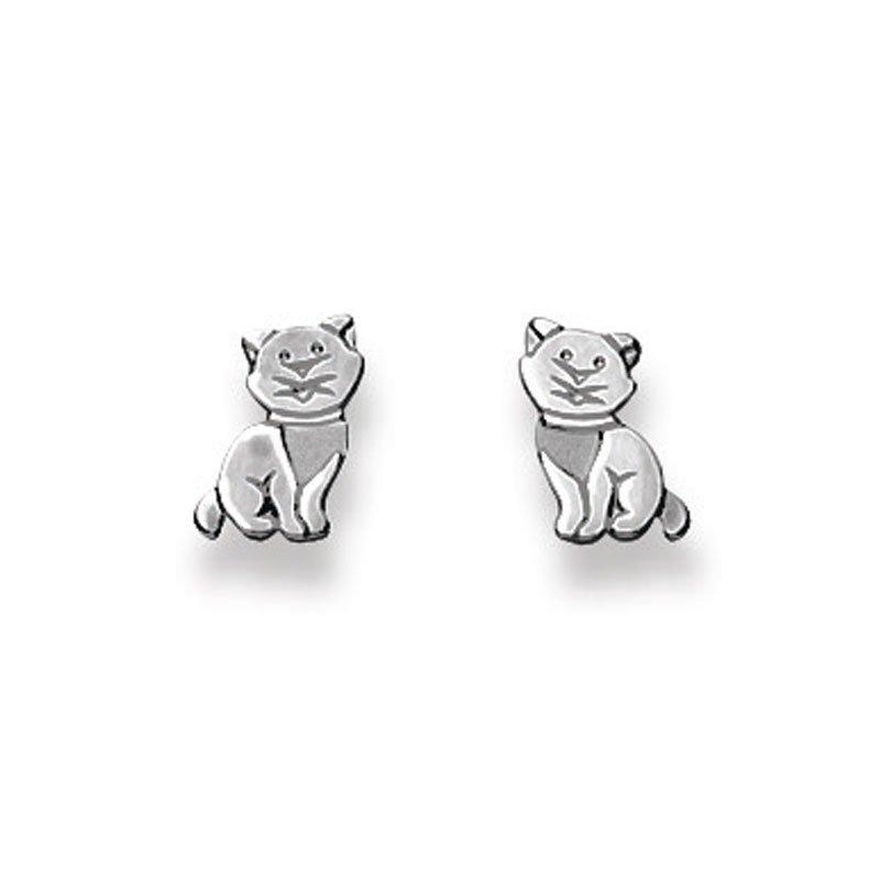 MUAU Schmuck  Ohrstecker Katze Weissgold 750, 8x6mm 