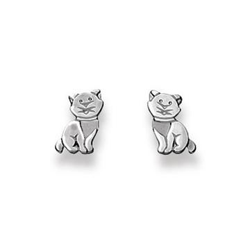 Clous d'oreilles chat or blanc 750, 8x6mm