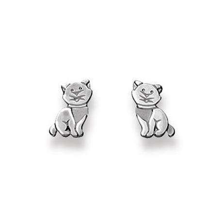 MUAU Schmuck  Ohrstecker Katze Weissgold 750, 8x6mm 