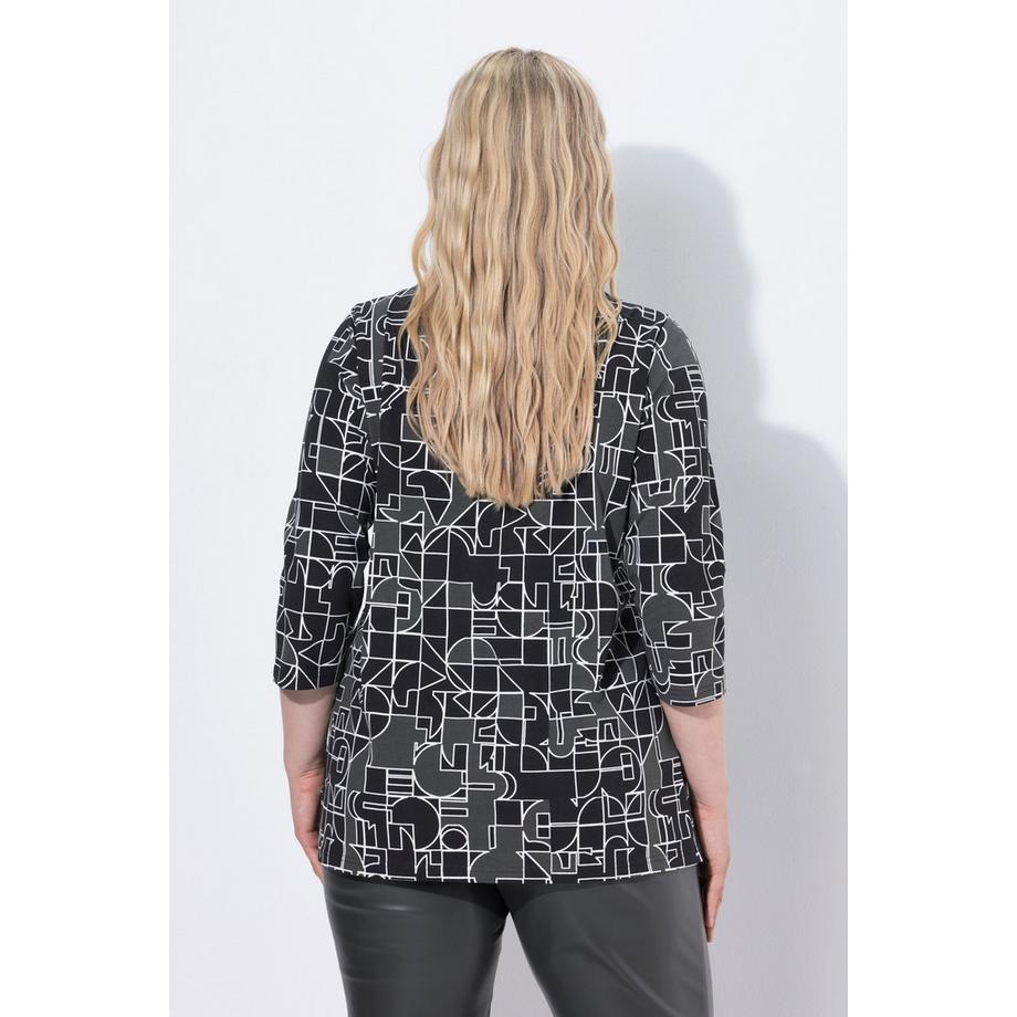 Ulla Popken Stampa grafica Girocollo Maniche 3/4 Maglia  