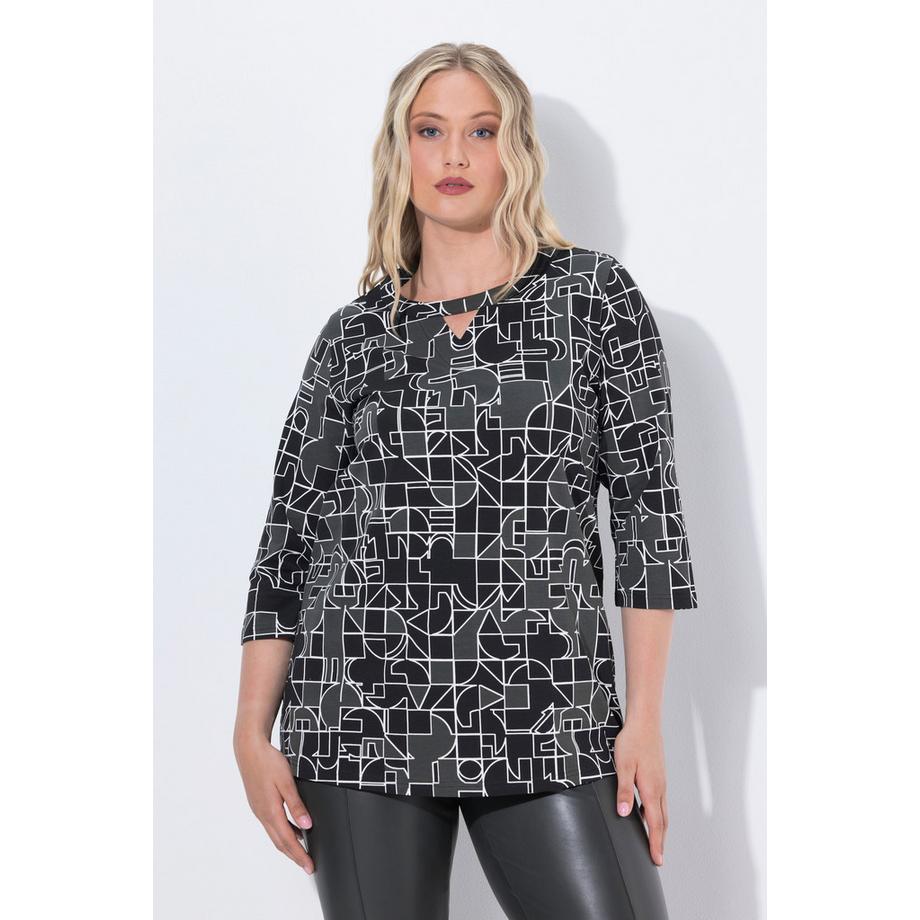 Ulla Popken Stampa grafica Girocollo Maniche 3/4 Maglia  