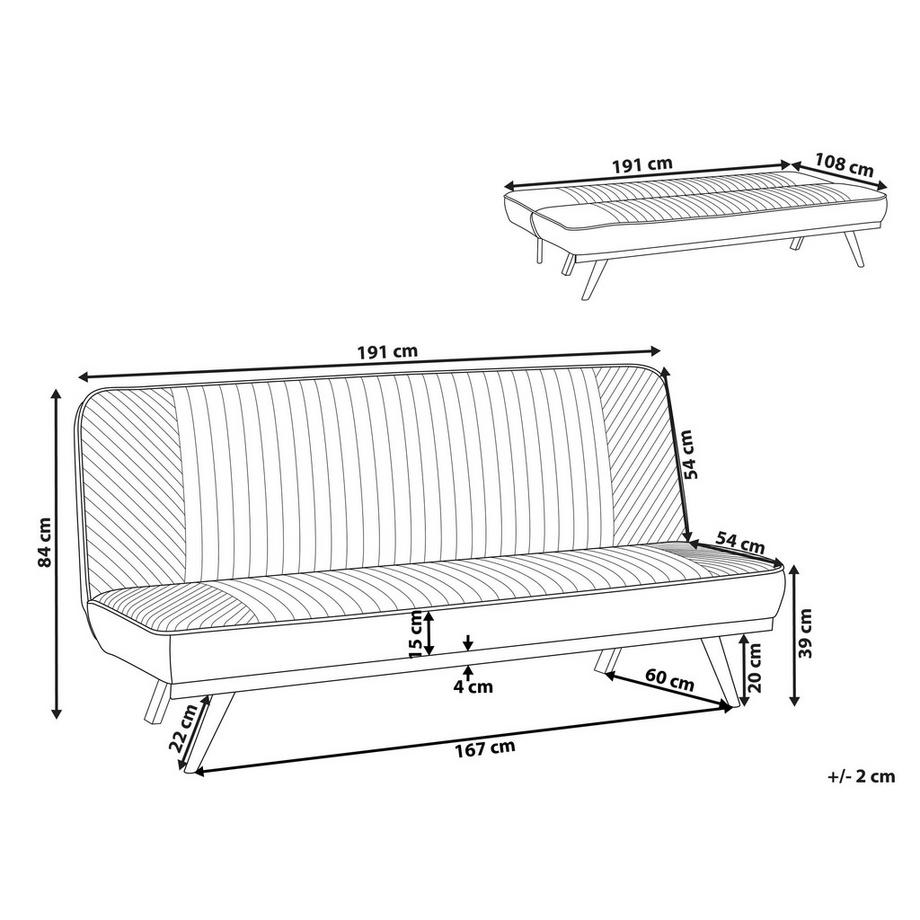 Beliani Canapé-lit en Tissu Minimaliste KALFAFEL  