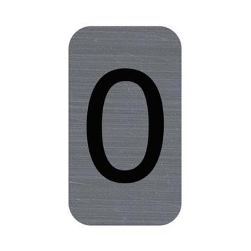 Hinweisschild selbstklebend, Aluminiumoptik, Ziffer 0 - 2,5x4 ,4 cm