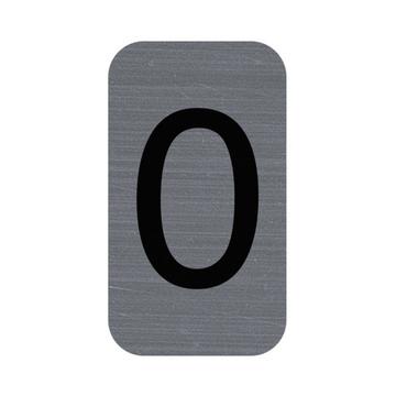 Plaque adhésive imitation Aluminium Chiffre 0 2,5x4,4 cm