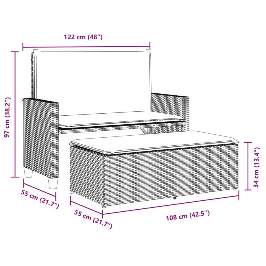 VidaXL Gartenbank poly-rattan  